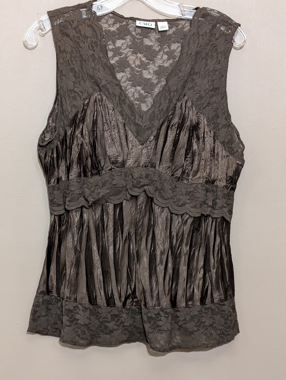 Y2K Whimsygoth Fairycore V-Neck Lace Green Tank Top Sz Large